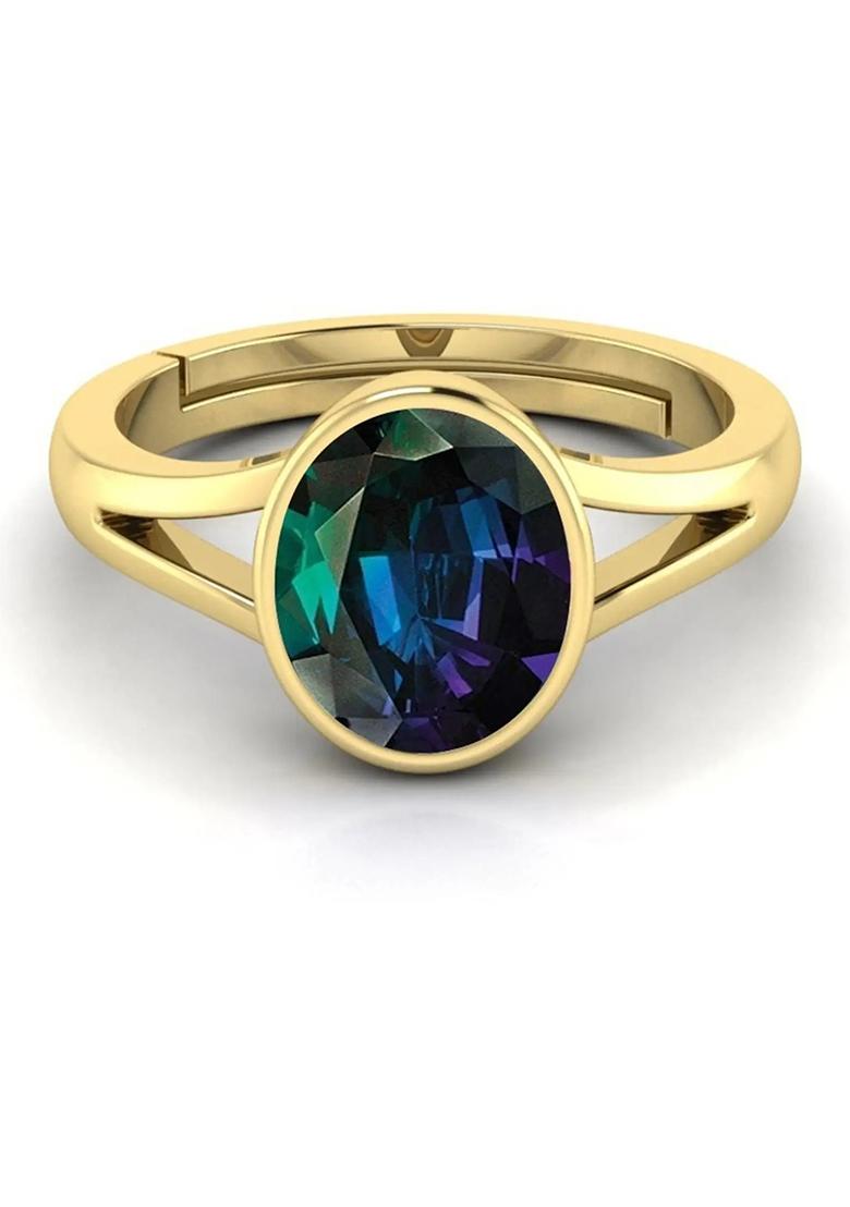 14.25 Ratti Alexandrite Gemstone Ring Brass Alexandrite Rhodium Plated Ring - Indya