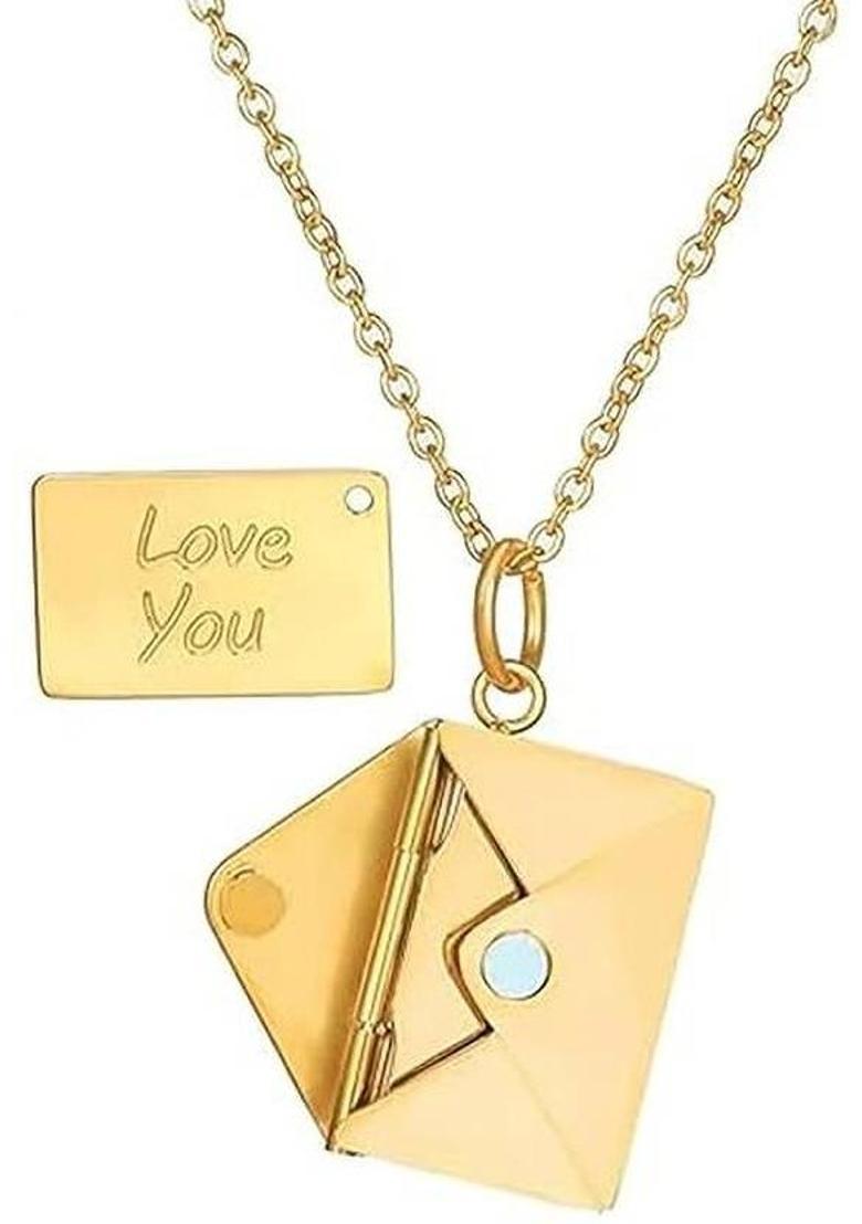 Pendant Locket Love You Secret Message Chain Necklace Gold-plated Plated Alloy Chain - Indya