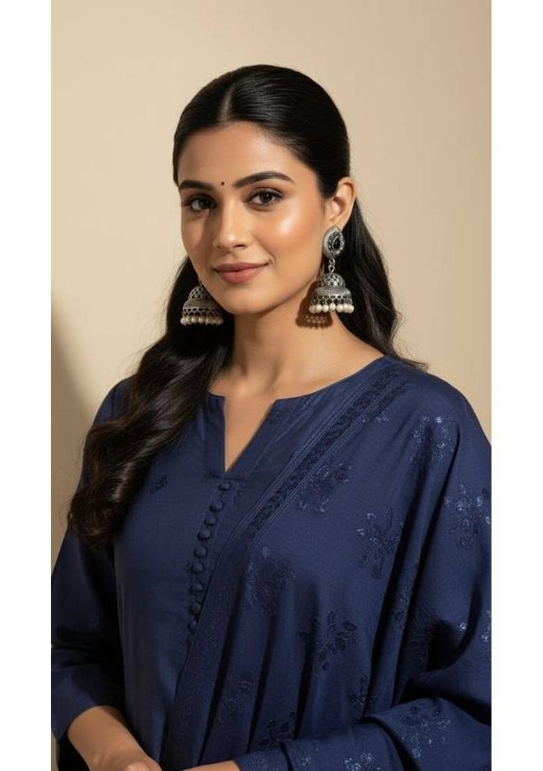 Ethnic Afghani Style Oxidised Jhumki Earrings with Black Gem and Pearls Cubic Zirconia Alloy Jhumki Earring, Hoop Earring, Drops & Danglers - Indya