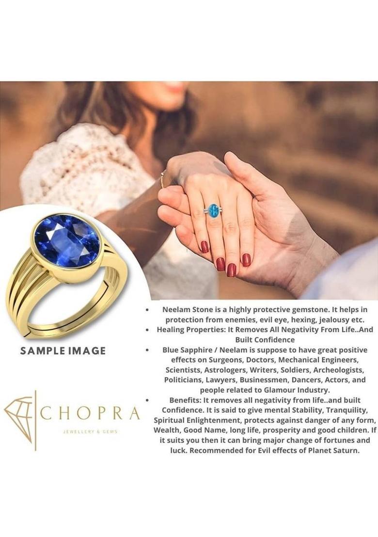 Unique & Effective 100% Original Blue Sapphire/Neelam Stone Ring for Men & Women Brass Ring - Indya