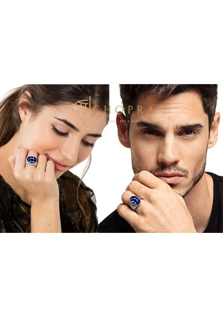 Unique & Effective 100% Original Blue Sapphire/Neelam Stone Ring for Men & Women Brass Ring - Indya