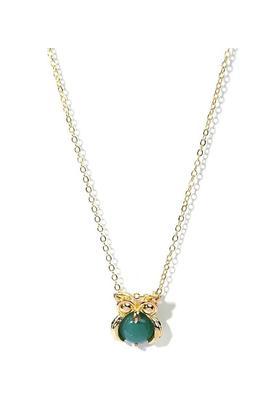 Gempro Lucky Owl Charm 14K Gold Plated Onyx Gemstone Pendant Necklace for Women Gold-plated Brass