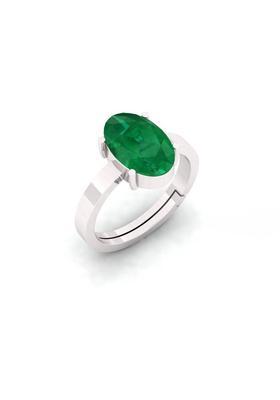 5.25 Ratti Created Panna Ring Panchdhatu Certified Adjustable Stone, Brass Emerald Ring