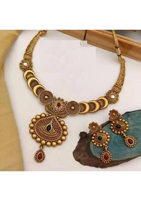 Brass Gold-plated Gold Jewel Set  (Pack of 1)