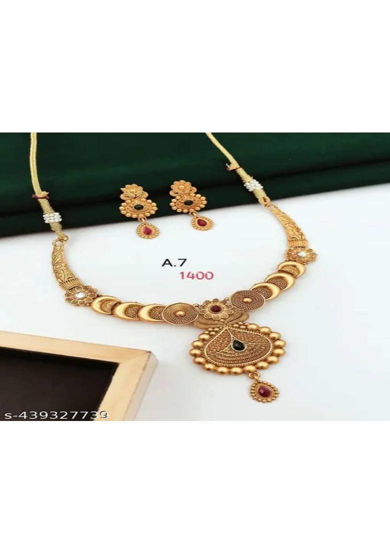 Brass Gold-plated Gold Jewel Set  (Pack of 1) - Indya