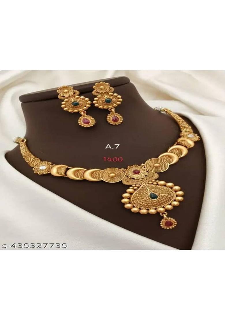 Brass Gold-plated Gold Jewel Set  (Pack of 1) - Indya