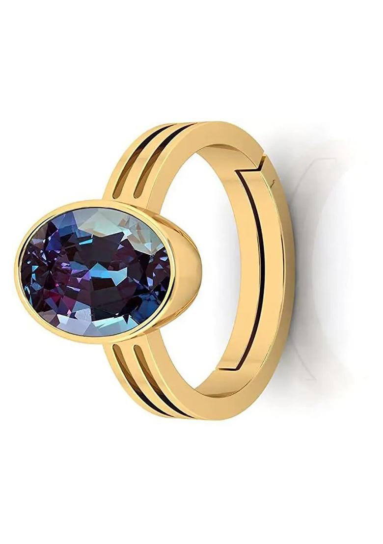 9.25 Ratti Alexandrite Ring Gold Plated Shinning Stone Ring Brass Alexandrite Ring - Indya