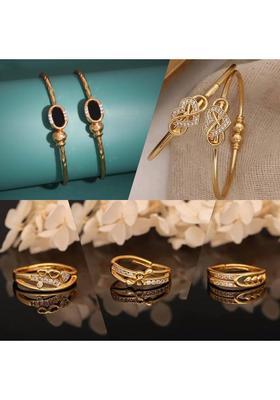 Brass Diamond Gold-plated Ring Bangle  (Pack of 5)