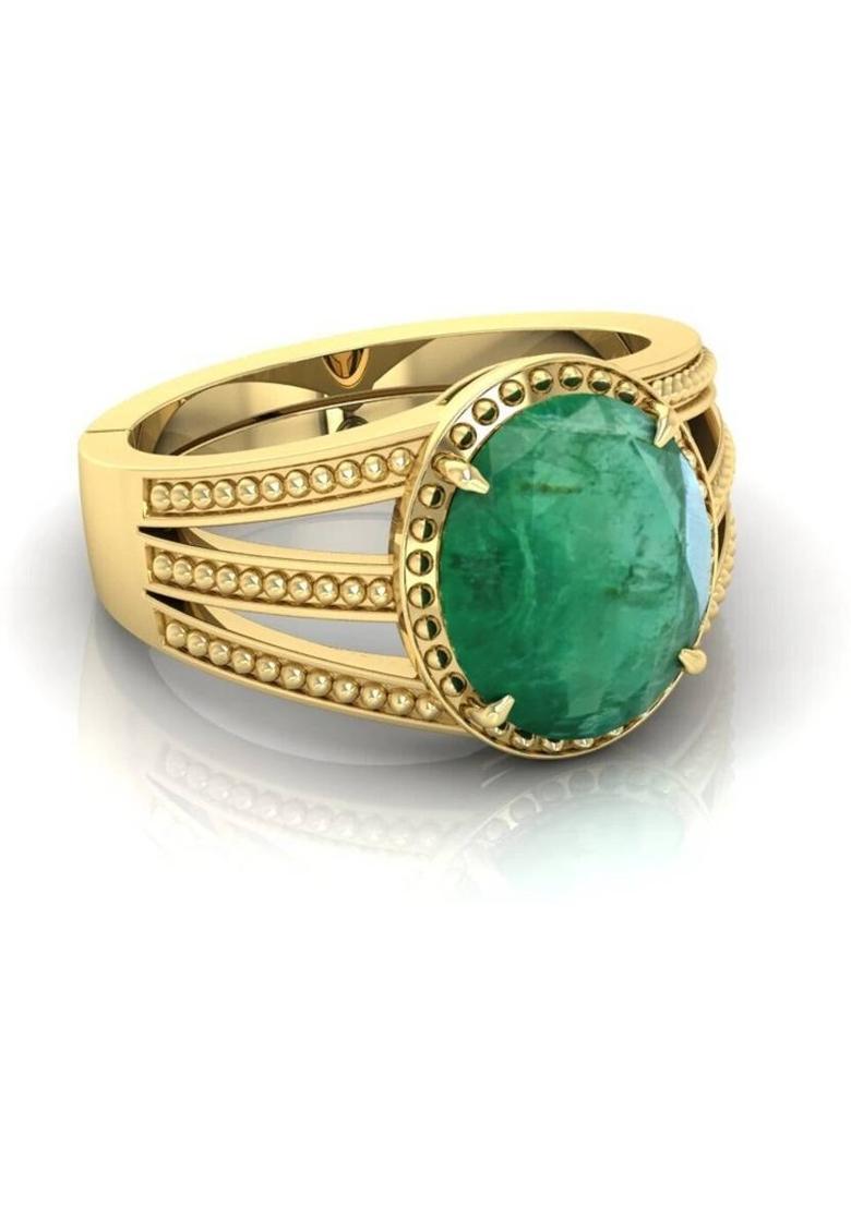 6.25 ratti Panna (emerald) Original Certificate Gold plated Ring Lab certificate Brass, Metal Gold Plated Ring - Indya