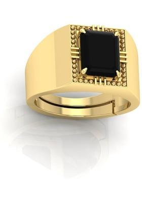 5.25 Ratti Sulemani Black Hakik Gemstone Adjustable Ring For Men And Women Brass Agate Gold Plated Ring