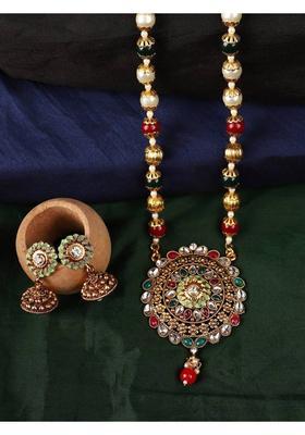 Brass Gold-plated Multicolor Jewel Set  (Pack of 1)