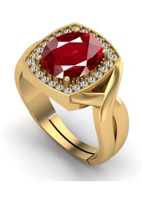 11.25 Ratti 10.25 Crt Natural Ruby Manik GemStone Ring With Lab Certificate Brass Ruby Gold Plated Ring