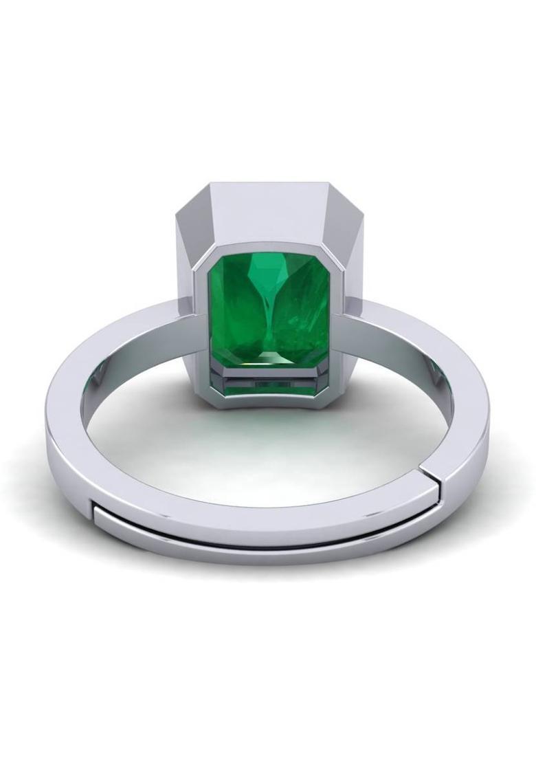 4.25 Ratti Emerald Panna Gemstone Ring A1 Quality Wiith Lab Certified Stone Emerald Brass Plated Ring - Indya
