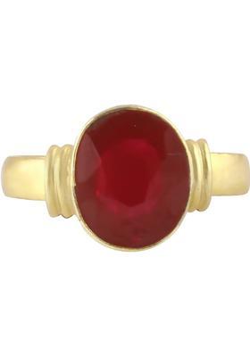7.25 Ratti Natural Certified Ruby Manik Gemstone Panchdhatu Ring for Men & Women Brass Ruby Rhodium Plated Ring