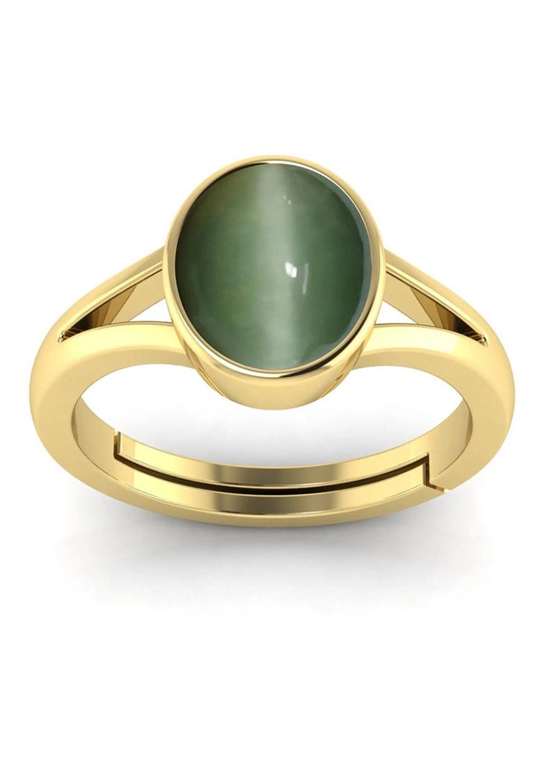 14.25 Ratti Natural Lehsuniya Cats Eye Gemstone Brass Cat