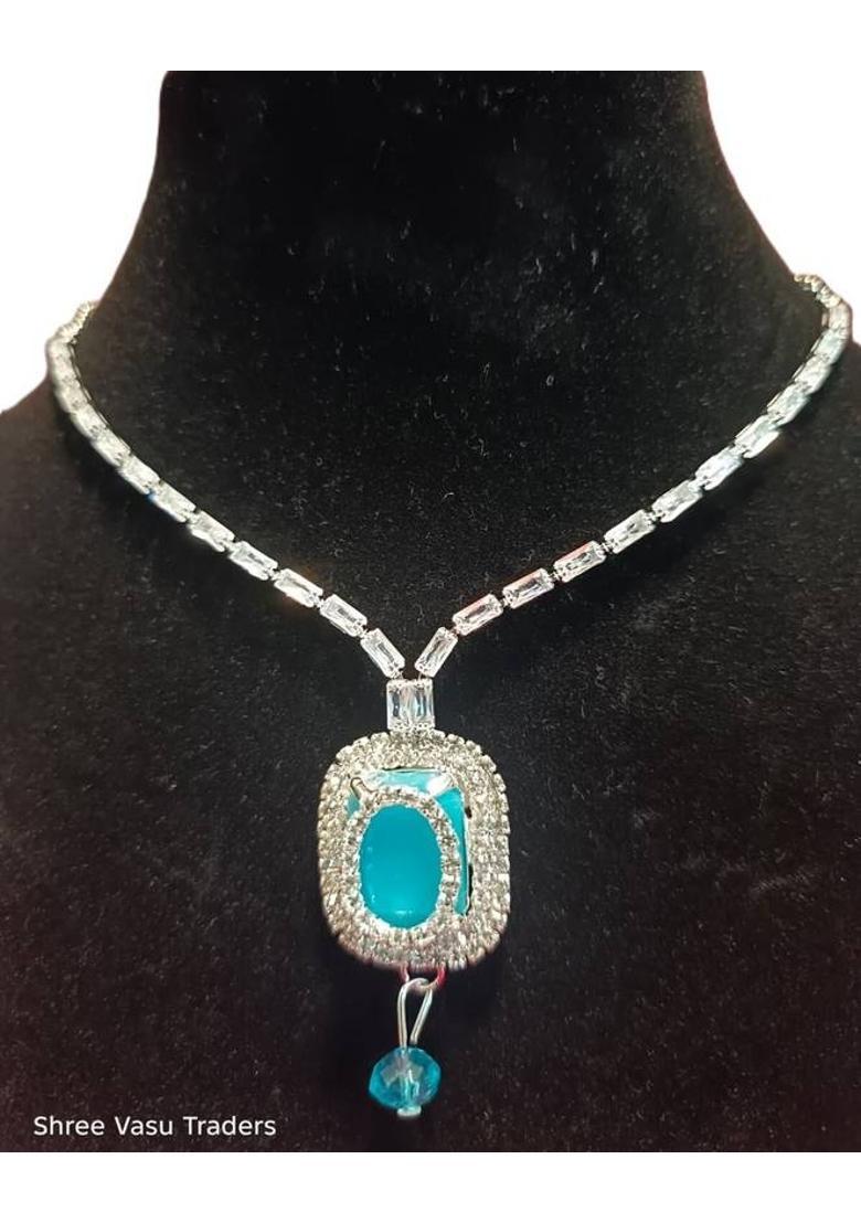 Metal, Alloy Silver Turquoise Jewel Set  (Pack of 1) - Indya