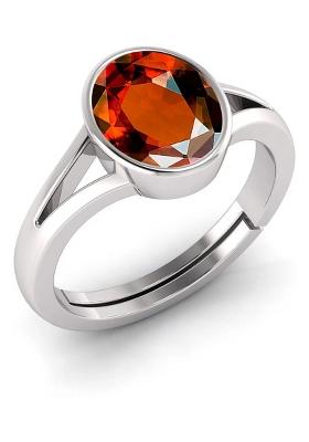Natural 15.25 Ratti Hessonite Ring With Lab Certificate Silver Garnet Sterling Silver Plated Ring
