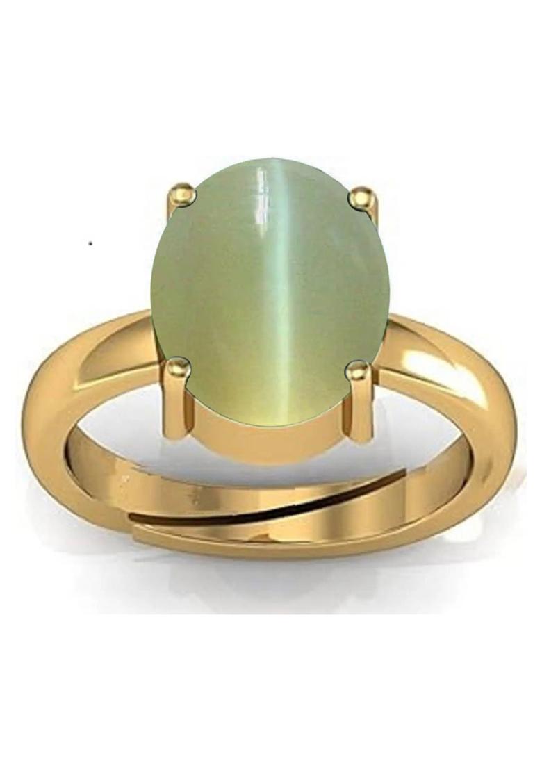 12.25 Ratti Natural Lehsuniya Cats Eye Gemstone Brass Cat