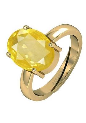 8.25 Ratti / 7.42 CT. Yellow sapphire Pukhraj Stone panchdhatu ring Brass Sapphire Rhodium Plated Ring
