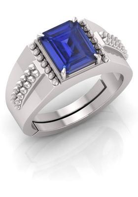 3.25 Ratti To 21.25 Ratti Neelam Stone Silver Plated Ring With Lab Certificate Brass Sapphire Silver Plated Ring