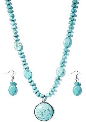 Stone Silver Blue Jewel Set  (Pack of 1)