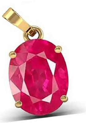 MARATNA 11.25 Ratti Ruby Manik Gemstone Pendant Locket for Men & Women Ruby Brass