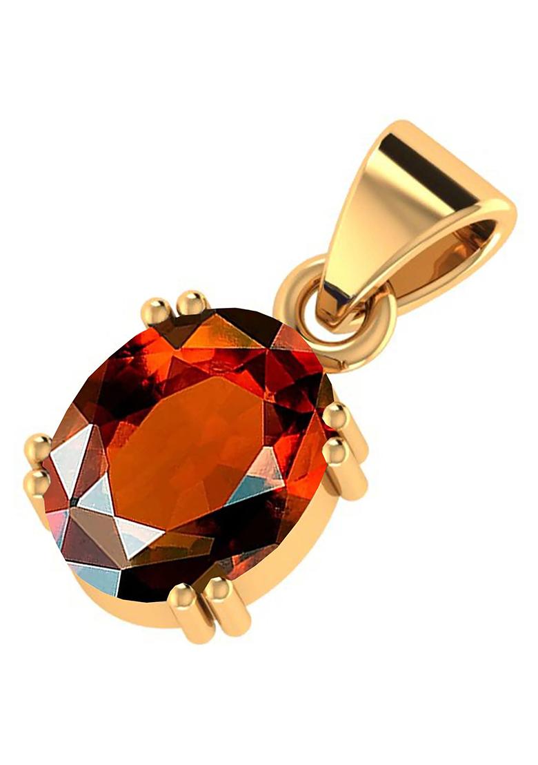 Gomed Stone Ashtadhatu Red Gemstone 14.25 Ratti Rashi Ratna Adjustable Brass Garnet Ring - Indya