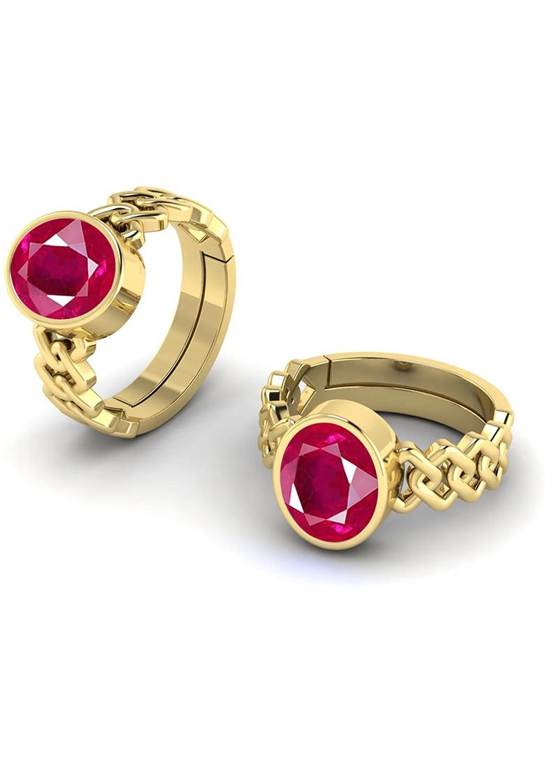 11.25 Ratti Natural Certified Ruby Manik Gemstone Panchdhatu Ring Brass Ruby Ring - Indya