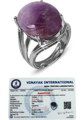 Natural Amethyst Gemstone Adujstable Ring for Unisex Crystal, Stone Amethyst Ring