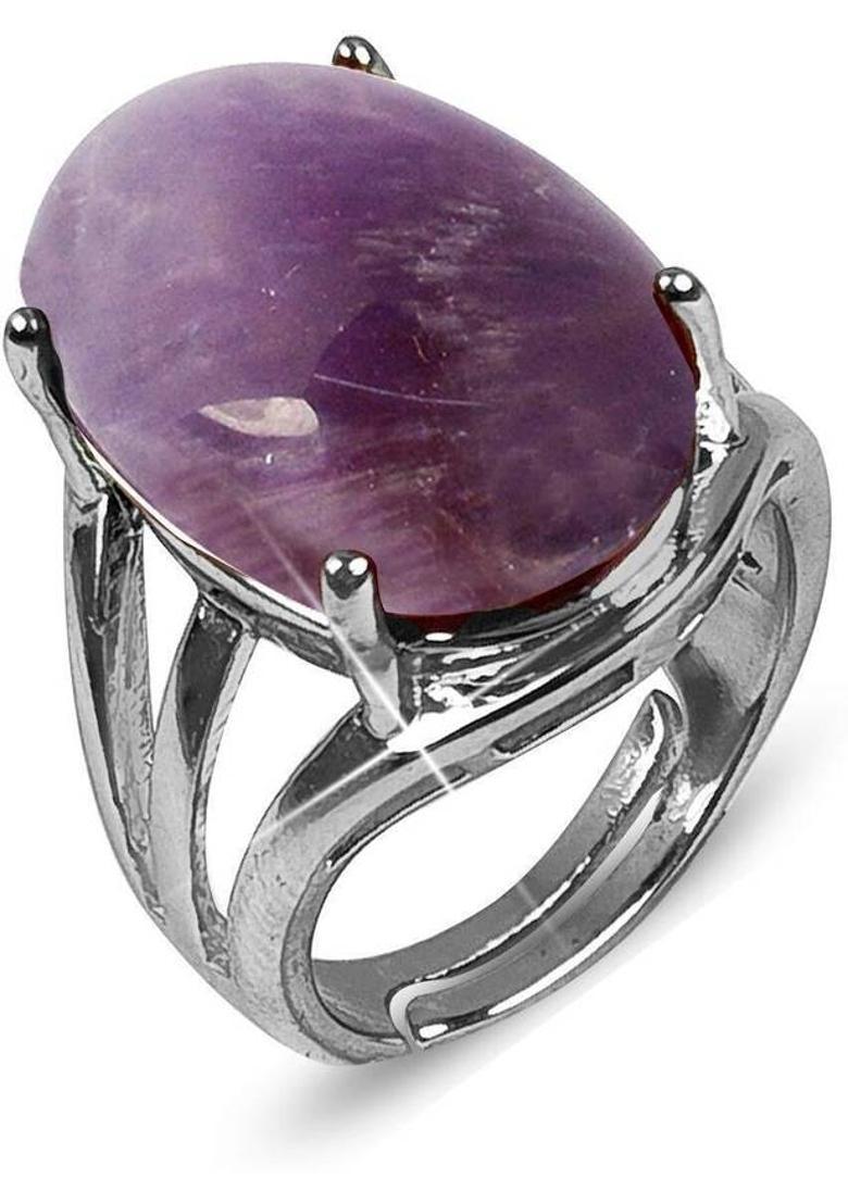 Natural Amethyst Gemstone Adujstable Ring for Unisex Crystal, Stone Amethyst Ring - Indya