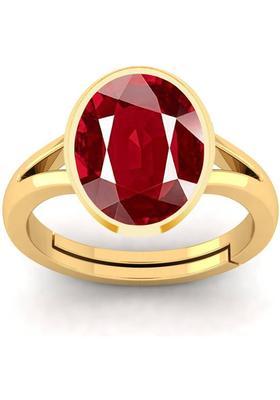 10.25 Ratti Created Ruby Manik Gemstone Gold Plated Ring for Women