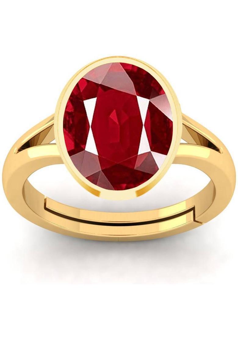 10.25 Ratti Created Ruby Manik Gemstone Gold Plated Ring for Women