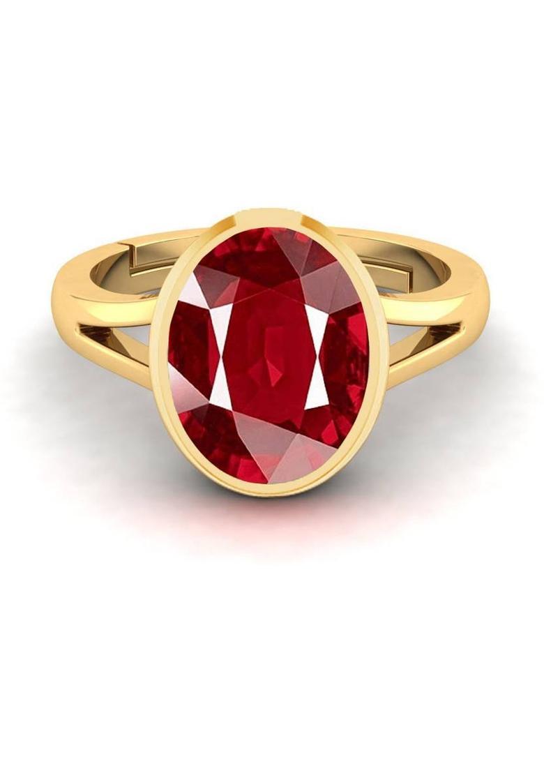 10.25 Ratti Created Ruby Manik Gemstone Gold Plated Ring for Women