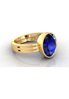 10.25 Ratti Blue Sapphire Gemstone Adjustable Ring For Men And Women Brass Sapphire Gold Plated Ring