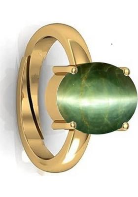 14.25 Ratti Natural Lehsuniya Cats Eye Gemstone Brass Cat