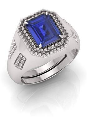 3.25 Ratti To 21.25 Ratti Neelam Stone Silver Plated Ring With Lab Certificate Brass Sapphire Silver Plated Ring