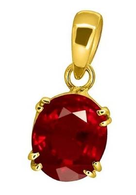 MARATNA 5.25 Ratti Ruby Manik Pendant/Locket Gemstone by Lab Certified for Men & Women Ruby Brass