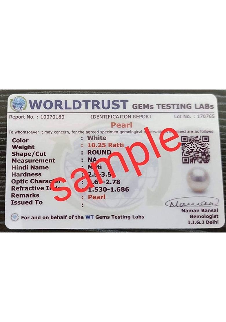 Certified Pearl Stone/Moti 5.25 Ratti 4.40 Carat Natural Round Shape Silver Ring Brass Pearl Silver Plated Ring - Indya