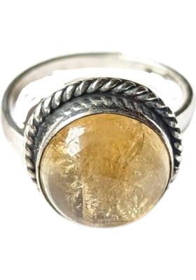 Natural Gemstone Crystal Stone Citrine Round Ring For Men And Women Stone Agate Ring