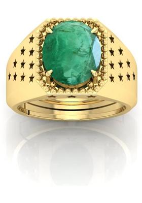 12.25 Ratti Panna Gemstone Adjustable Ring With Lab CertificateFA Metal Crystal Emerald Gold Plated Ring