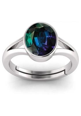 9.25 Ratti Alexandrite Gemstone Ring Shell Alexandrite Rhodium Plated Ring