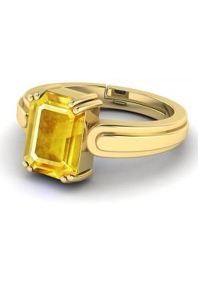 Original 8.25 Ratti Pukhraj Yellow Sapphire Gemstone Ring With Lab Certificate Brass Sapphire Ring