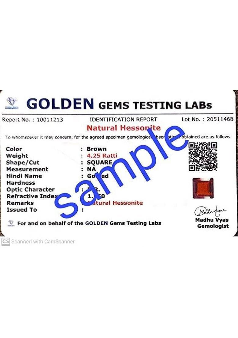 JEMSPRIME 8.25 Ratti Natural Cylone Gomed Stone Certified Hessonite Garnet Loose Gemstone Garnet Stone - Indya