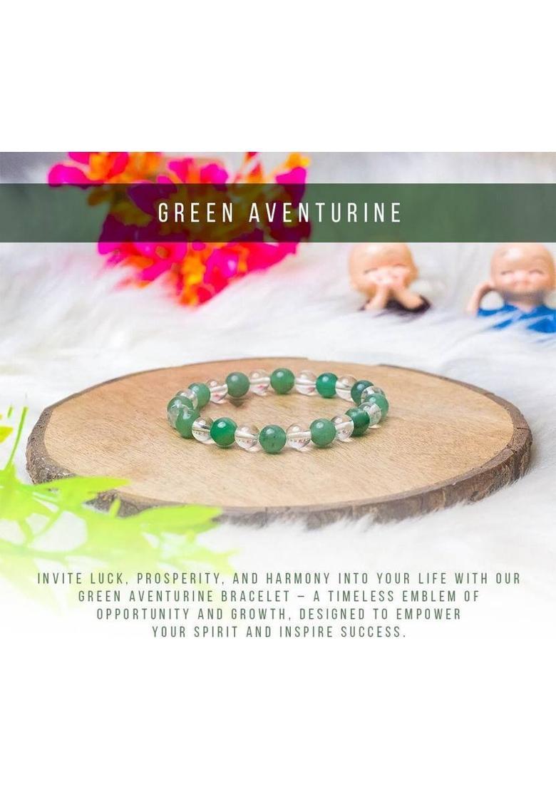 Green Aventurine Beads, Crystal Bracelet - Indya
