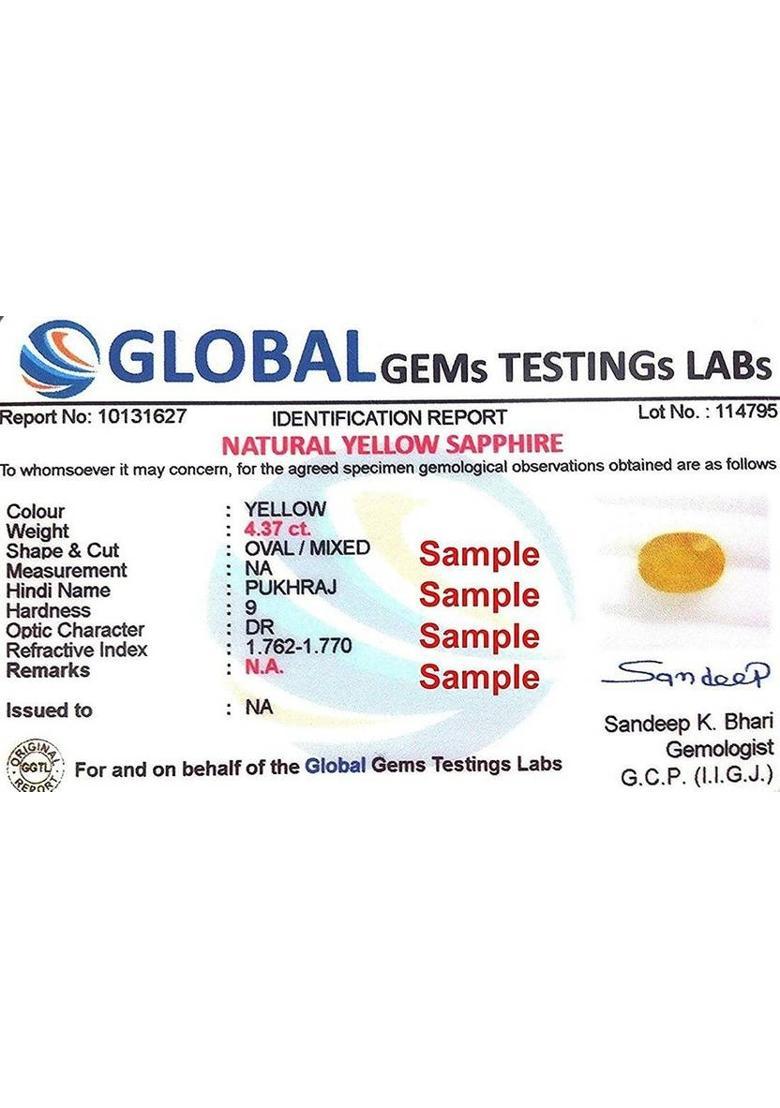 Natural Yellow Sapphire Pukhraj 5.25 RATTI Certified Energized Loose Gemstone Sapphire Stone Drops & Danglers - Indya