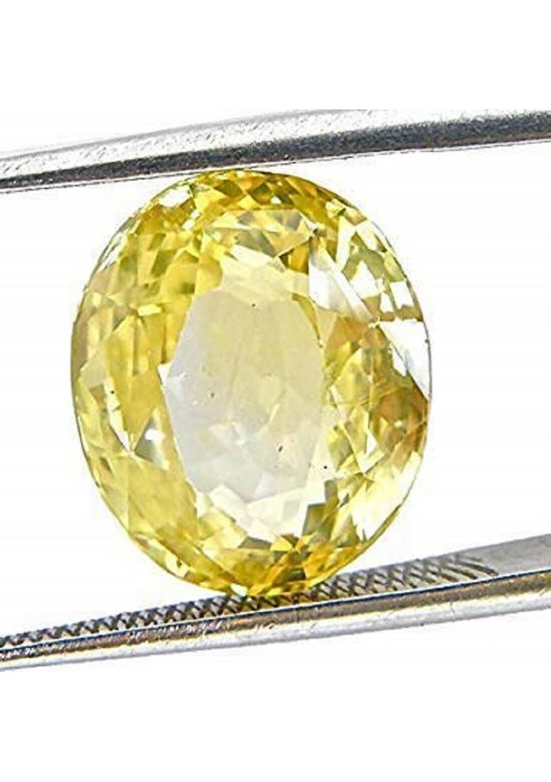 Aanya Jewels 7.25 Ratti Untreated Ceylone Yellow Sapphire (Pukhraj Stone) Original Certified Sapphire Stone - Indya