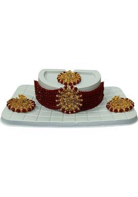 Alloy Gold-plated Red Jewel Set  (Pack of 3)