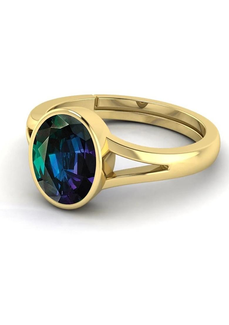 14.25 Ratti Alexandrite Gemstone Ring Brass Alexandrite Rhodium Plated Ring - Indya