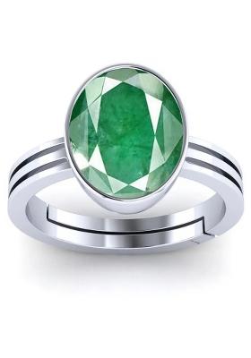 11.25 Ratti Created Emerald Panna Gemstone Adjustable Ring for Men