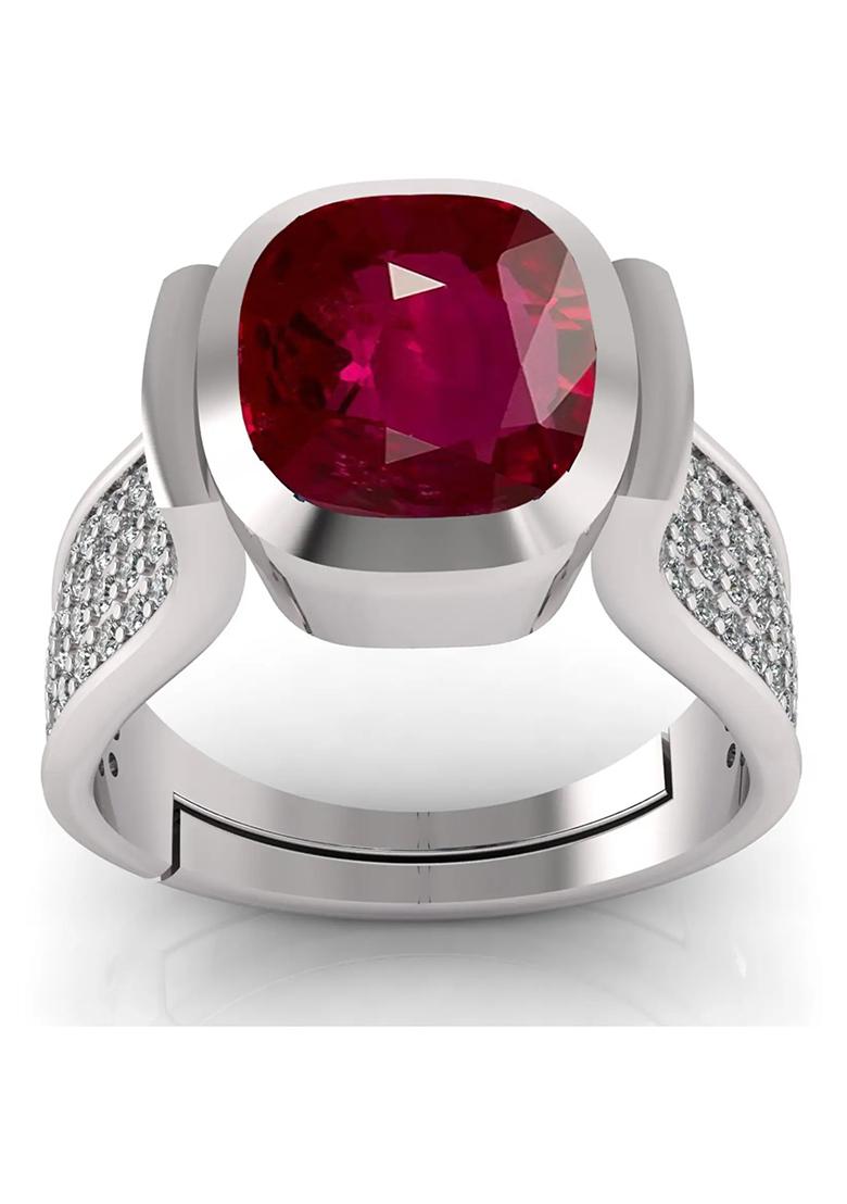 Original 14.25 Ratti 13.60 Ct Manik Ruby Gem Stone Ring With Leb Certificate Brass Ruby Ring - Indya